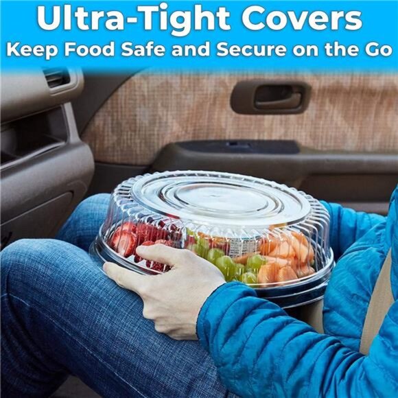 Heavy Duty, Recyclable 12 In. Serving Tray and Lid 10pk. Large, Black Plastic - Picture 5 of 8